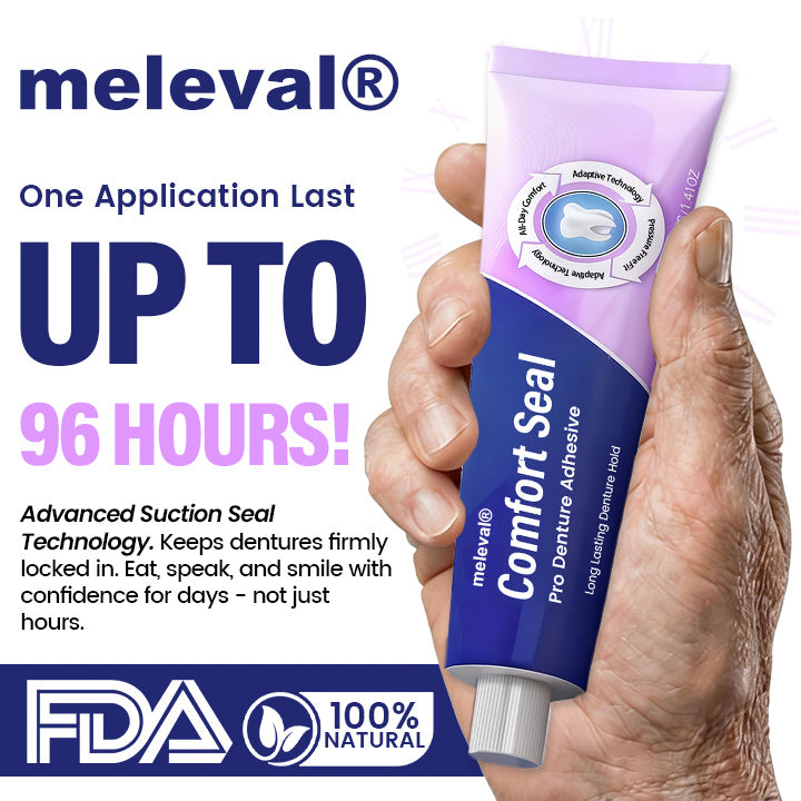 🔥 LIMITED SPECIAL OFFER 🔥 meleval® Comfort Seal Pro Denture Adhesive🦷💜FDA Certified (Clinically Proven 96-   Hour Lock Hold for   Secure, Comfortable &   Zinc-Free Denture Fit)