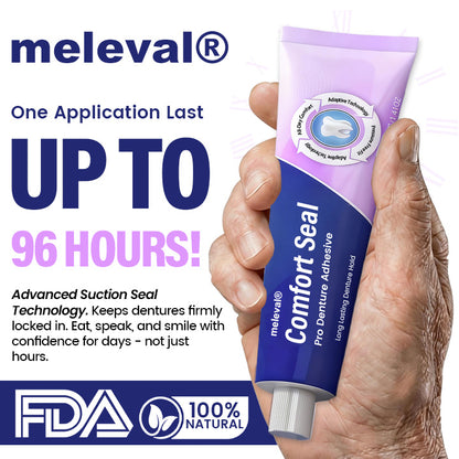 🔥 LIMITED SPECIAL OFFER 🔥 meleval® Comfort Seal Pro Denture Adhesive🦷💜FDA Certified (Clinically Proven 96-   Hour Lock Hold for   Secure, Comfortable &   Zinc-Free Denture Fit)