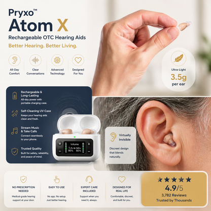 🔥 Only 2 Hours Left! 👂 Pryxo™ Atom X Smart Hearing Aids — Clearer Sound, More Comfortable Living 💖🔊