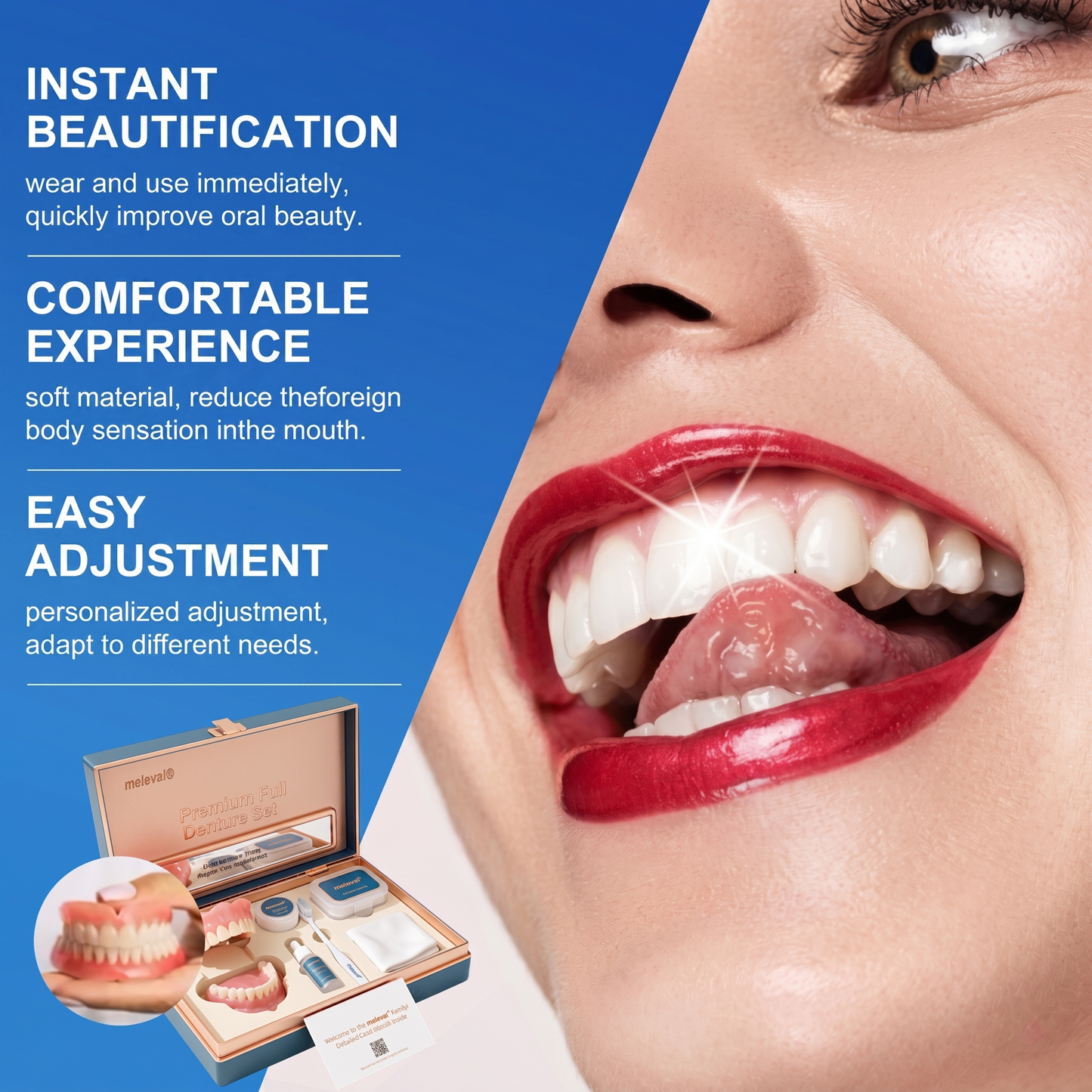 🎁🌎Ends Today: 70% OFF! ⏰meleval® Medical Full Denture with Strong Suctiond🦷Obtain American Dental Association (ADA) Certification