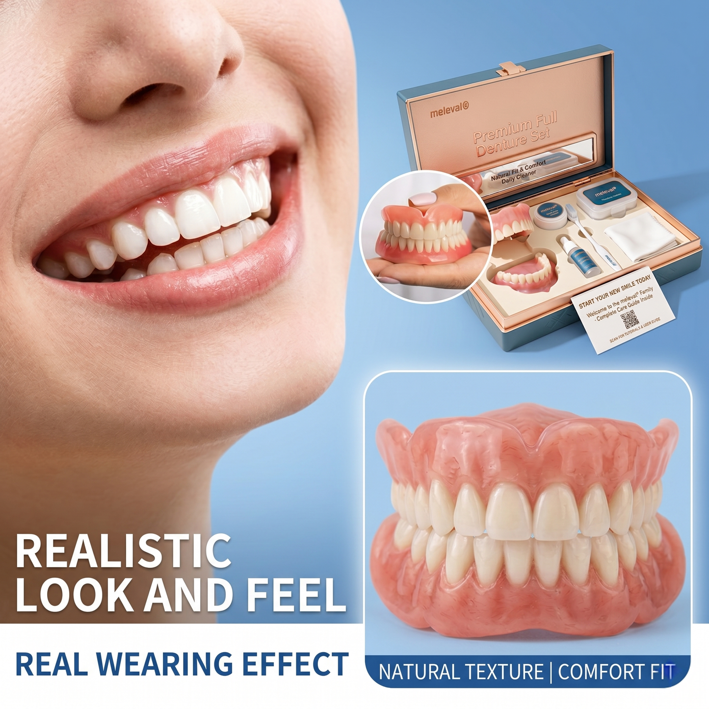 🎁🌎Ends Today: 70% OFF! ⏰meleval® Medical Full Denture with Strong Suctiond🦷Obtain American Dental Association (ADA) Certification